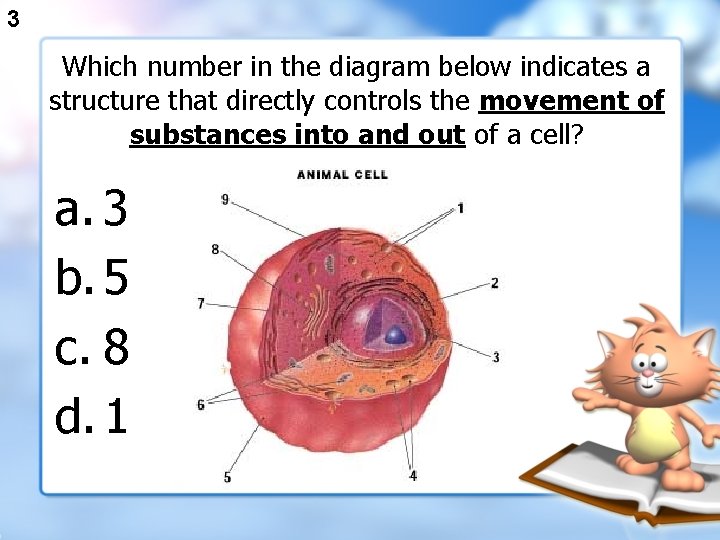 3 Which number in the diagram below indicates a structure that directly controls the