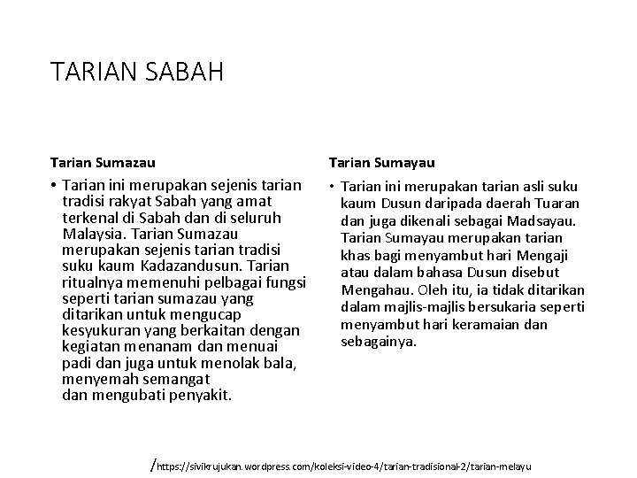 TARIAN SABAH Tarian Sumazau • Tarian ini merupakan sejenis tarian tradisi rakyat Sabah yang