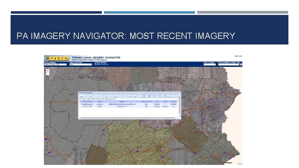 PA IMAGERY NAVIGATOR: MOST RECENT IMAGERY 
