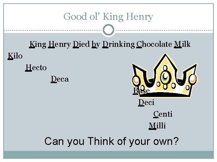 Good ol’ King Henry Died by Drinking Chocolate Milk Kilo Hecto Deca Base Deci Good ol’ King Henry Died by Drinking Chocolate Milk Kilo Hecto Deca Base Deci
