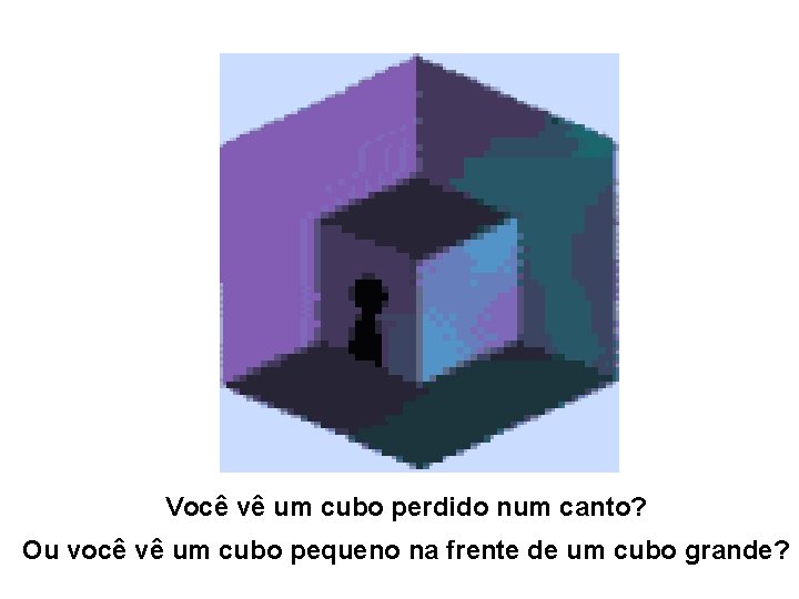 Você vê um cubo perdido num canto? Ou você vê um cubo pequeno na
