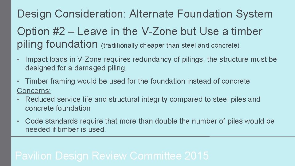 Design Consideration: Alternate Foundation System Option #2 – Leave in the V-Zone but Use