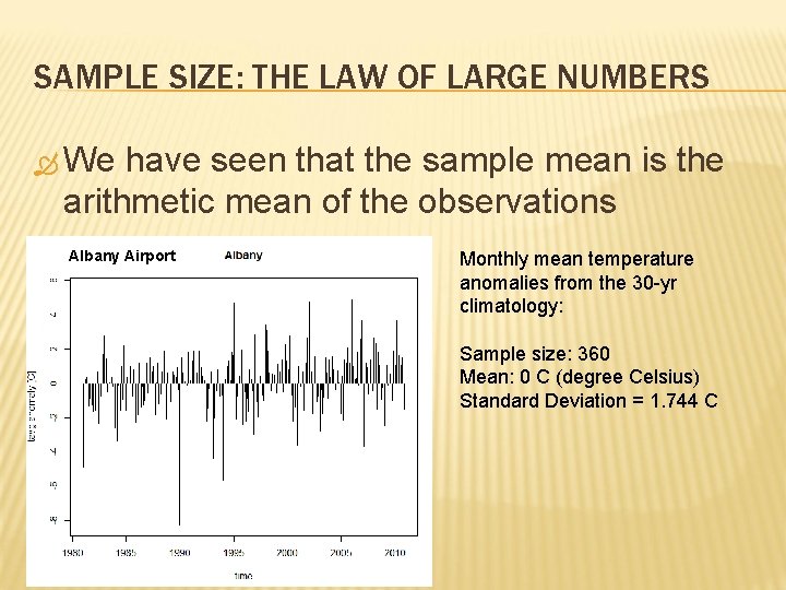 SAMPLE SIZE: THE LAW OF LARGE NUMBERS We have seen that the sample mean SAMPLE SIZE: THE LAW OF LARGE NUMBERS We have seen that the sample mean