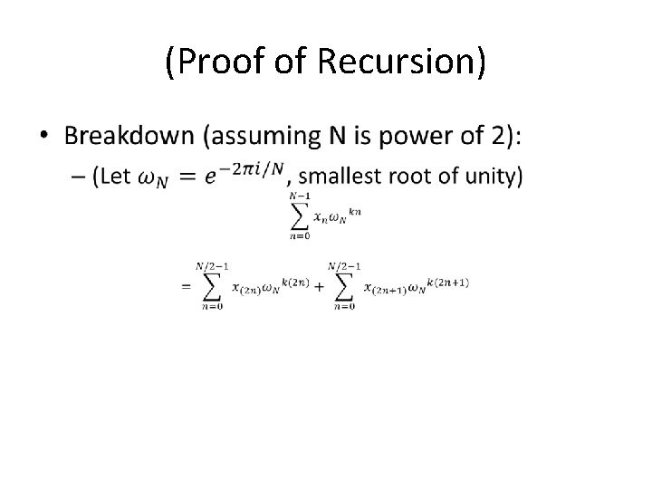 (Proof of Recursion) • 