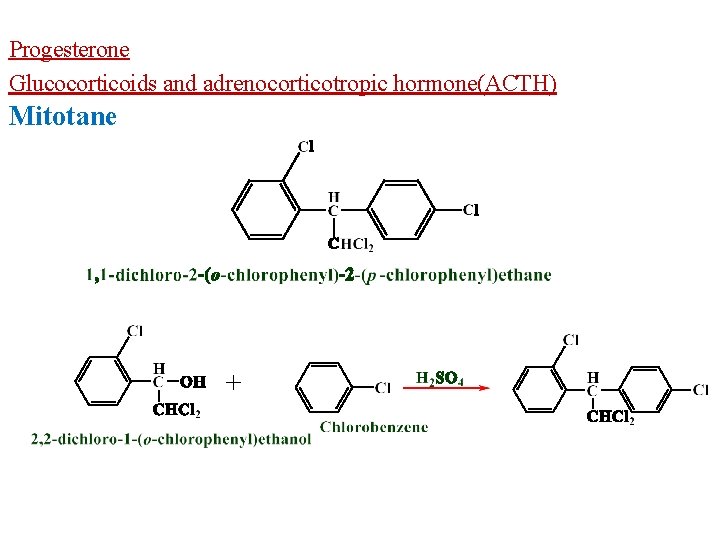 Progesterone Glucocorticoids and adrenocorticotropic hormone(ACTH) Mitotane 