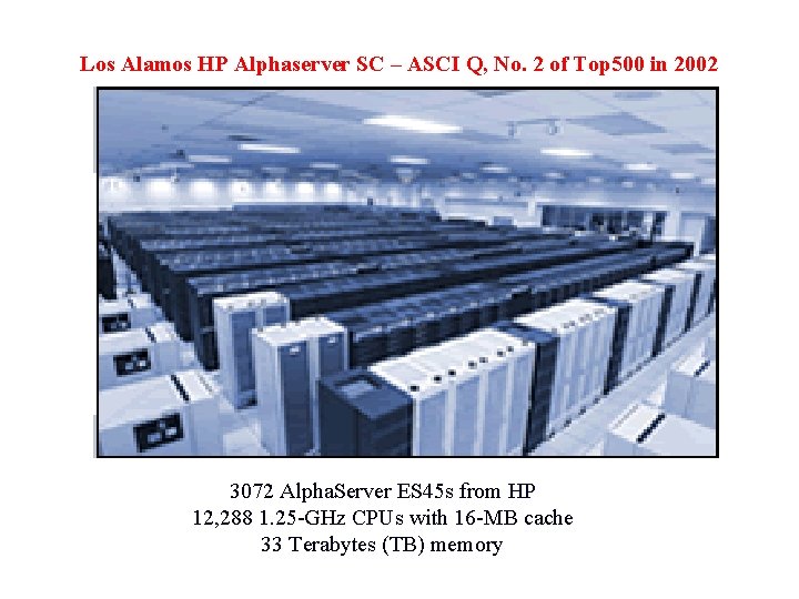 Los Alamos HP Alphaserver SC – ASCI Q, No. 2 of Top 500 in