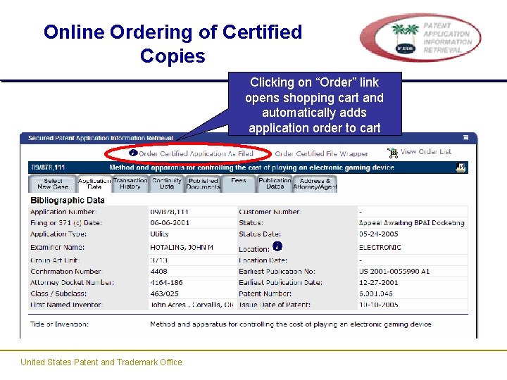 Online Ordering of Certified Copies Clicking on “Order” link opens shopping cart and automatically Online Ordering of Certified Copies Clicking on “Order” link opens shopping cart and automatically
