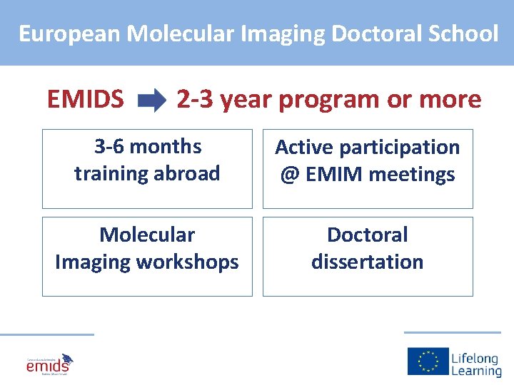 European Molecular Imaging Doctoral School EMIDS 2 -3 year program or more 3 -6