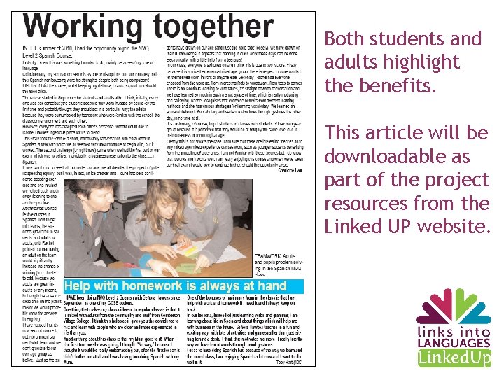 Both students and adults highlight the benefits. This article will be downloadable as part