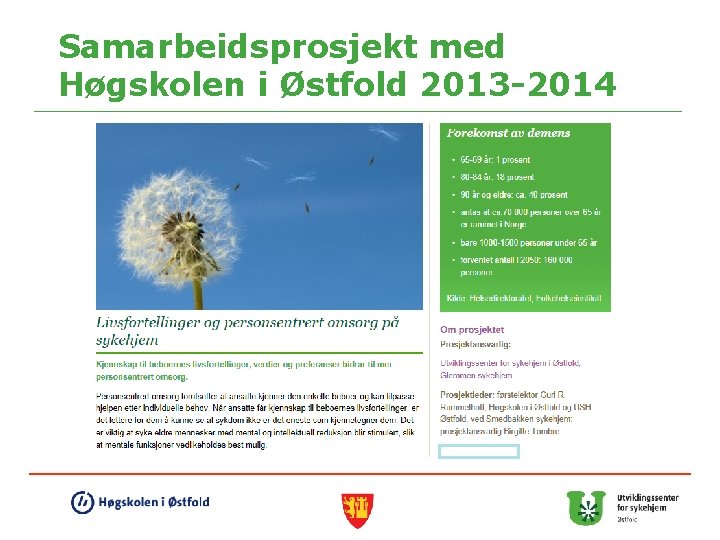 Samarbeidsprosjekt med Høgskolen i Østfold 2013 -2014 