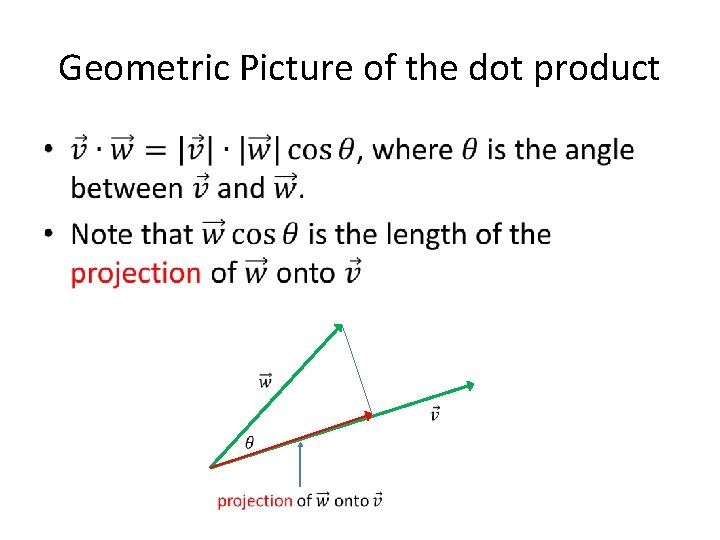 Geometric Picture of the dot product • 