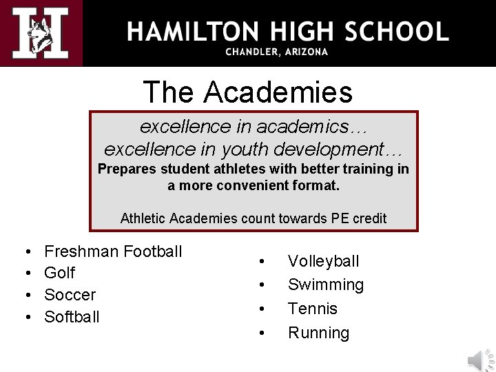 The Academies excellence in academics… excellence in youth development… Prepares student athletes with better