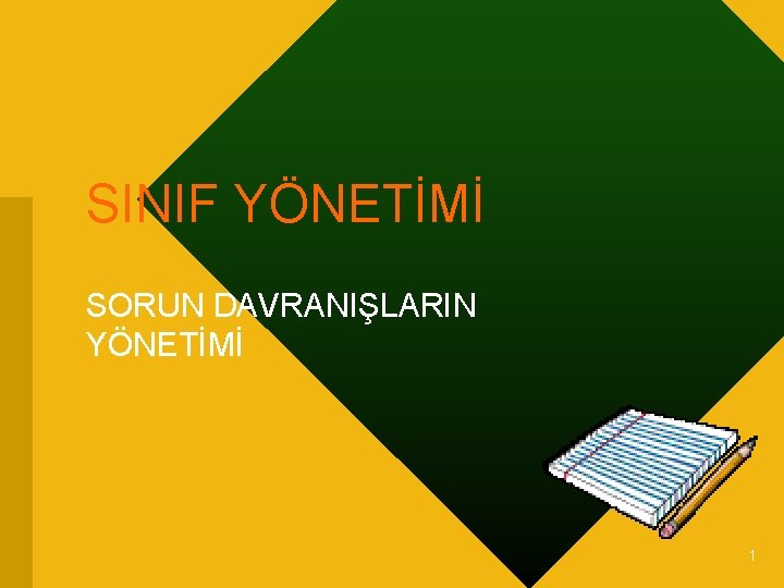 SINIF YÖNETİMİ SORUN DAVRANIŞLARIN YÖNETİMİ 1 