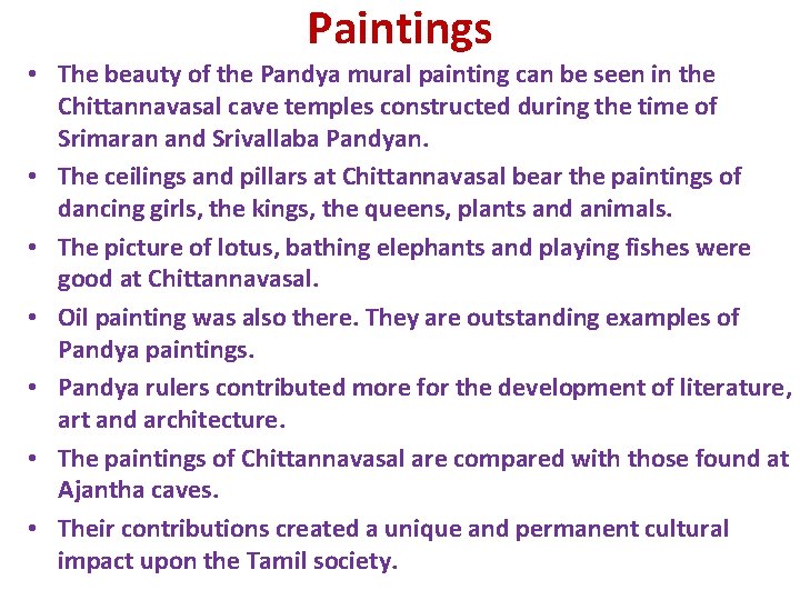 Paintings • The beauty of the Pandya mural painting can be seen in the
