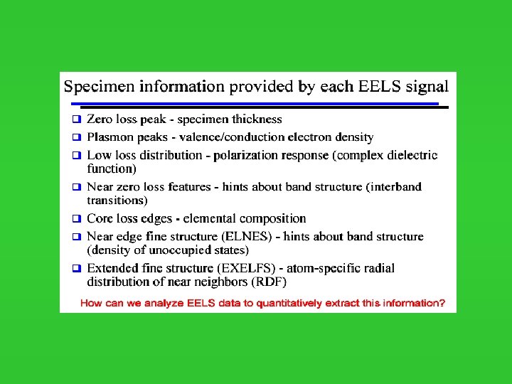 EELS electron energy loss spectroscopy electron populations and
