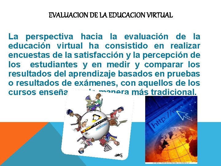 EVALUACION DE LA EDUCACION VIRTUAL La perspectiva hacia la evaluación de la educación virtual