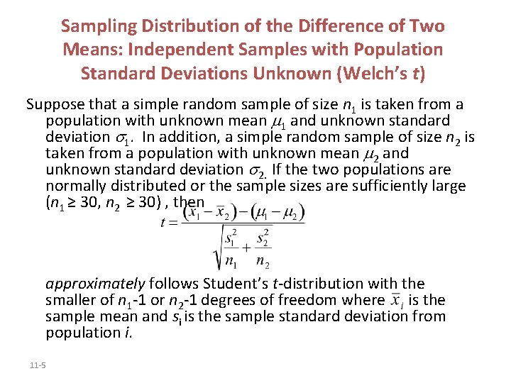 Sampling Distribution of the Difference of Two Means: Independent Samples with Population Standard Deviations