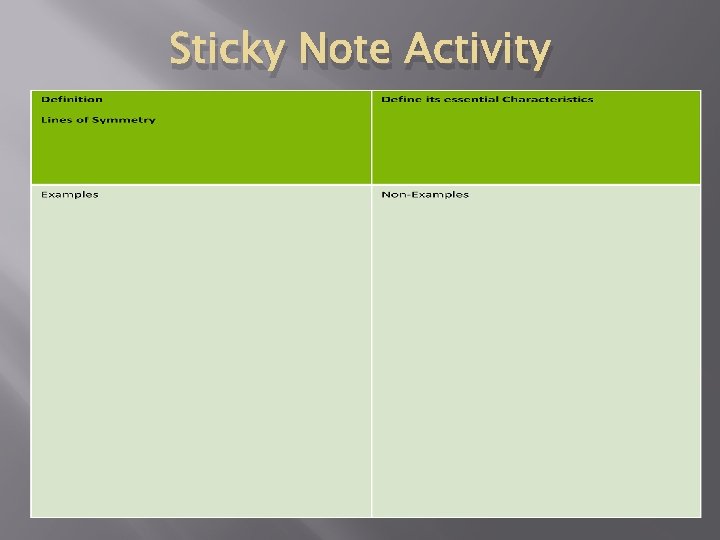 Sticky Note Activity 