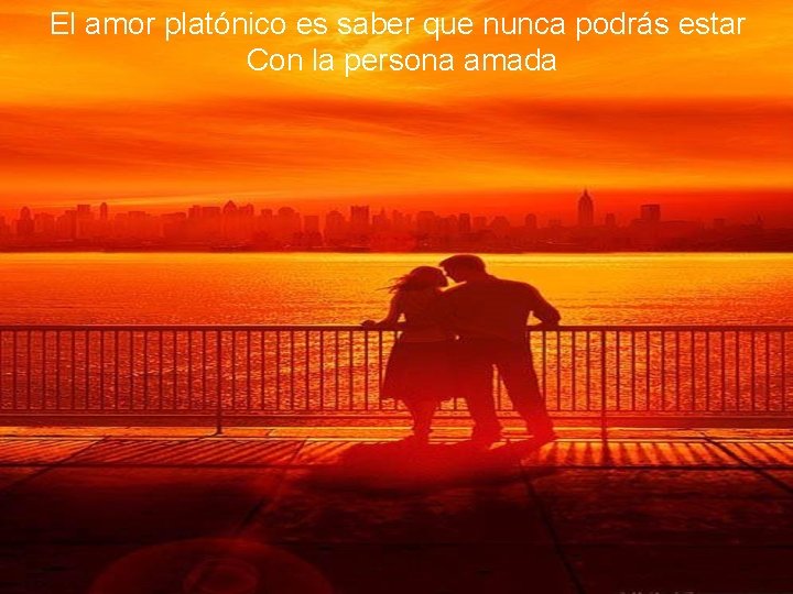 El amor platónico es saber que nunca podrás estar Con la persona amada 