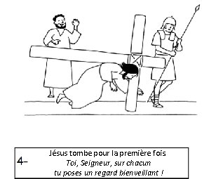 Jésus tombe pour la première fois. Toi, Seigneur, sur chacun tu poses un regard