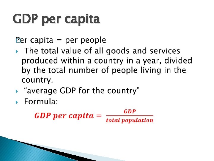 GDP per capita � 