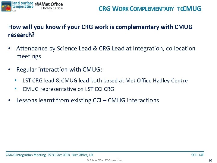 CRG WORK COMPLEMENTARY TOCMUG How will you know if your CRG work is complementary