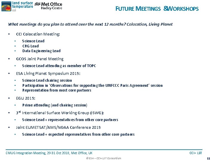 FUTURE MEETINGS &WORKSHOPS What meetings do you plan to attend over the next 12