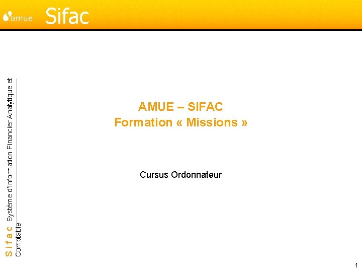 Comptable Sifac Système d’Information Financier Analytique et Sifac AMUE – SIFAC Formation « Missions