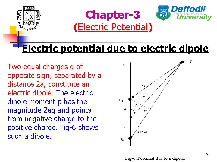 Chapter-3 (Electric Potential) Electric potential due to electric dipole Two equal charges q of