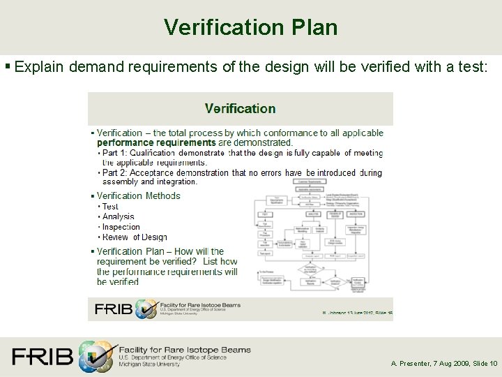 Verification Plan § Explain demand requirements of the design will be verified with a