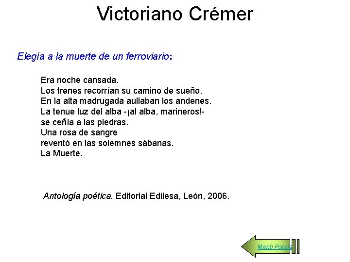 Victoriano Crémer Elegía a la muerte de un ferroviario: Era noche cansada. Los trenes