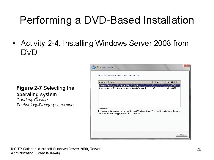 Performing a DVD-Based Installation • Activity 2 -4: Installing Windows Server 2008 from DVD