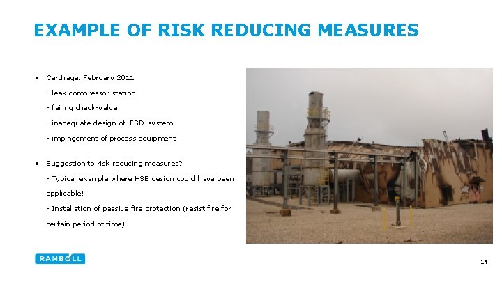 EXAMPLE OF RISK REDUCING MEASURES • Carthage, February 2011 - leak compressor station -