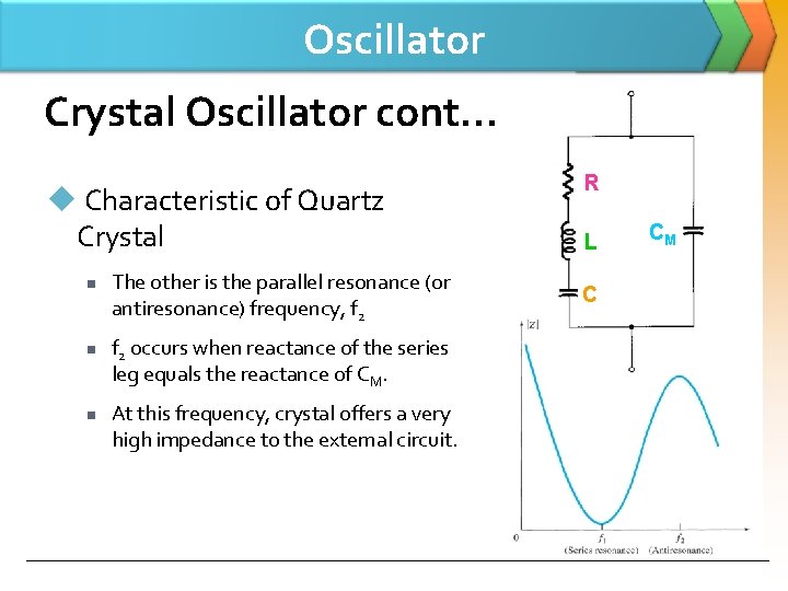 Oscillator Crystal Oscillator cont… u Characteristic of Quartz Crystal n n n The other