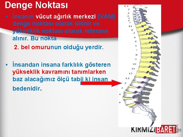 Denge Noktası • İnsanın vücut ağırlık merkezi (VAM) denge noktası olarak bilinir ve yükseklik