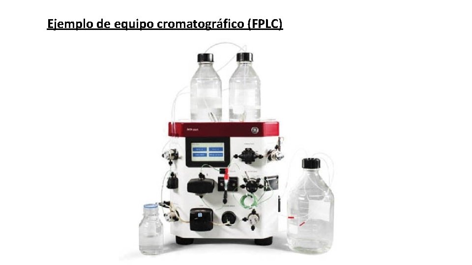 Ejemplo de equipo cromatográfico (FPLC) Ejemplo de equipo cromatográfico (FPLC)
