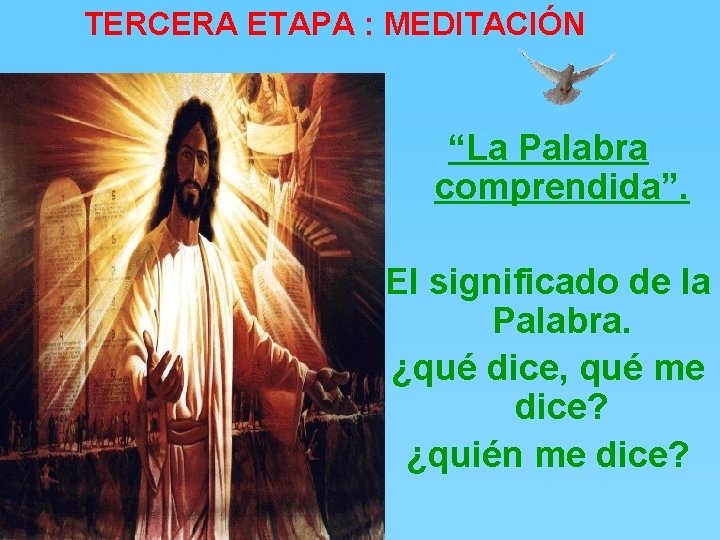 TERCERA ETAPA : MEDITACIÓN “La Palabra comprendida”. El significado de la Palabra. ¿qué dice,