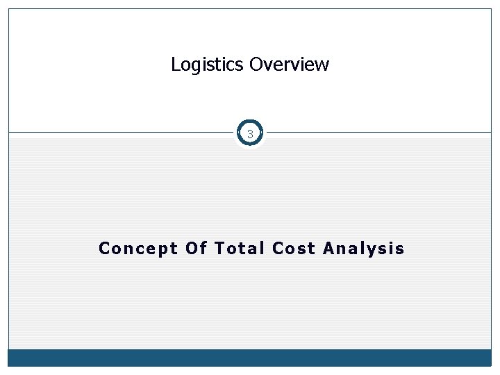 Logistics Overview 3 Concept Of Total Cost Analysis 