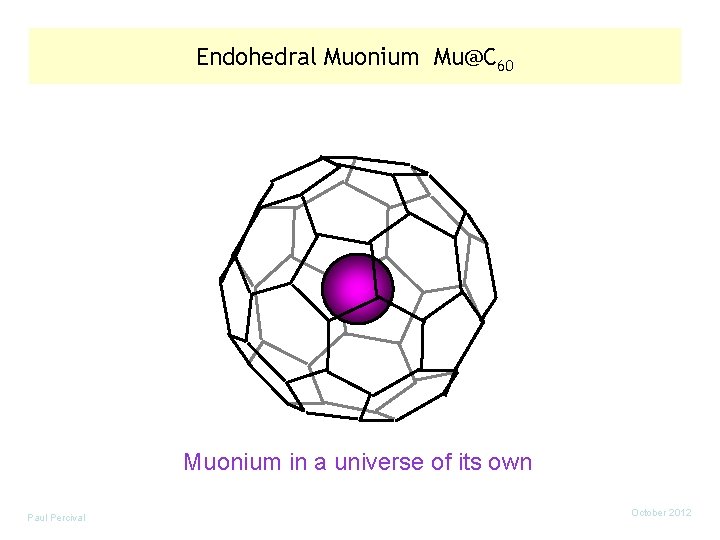 Endohedral Muonium Mu@C 60 Muonium in a universe of its own Paul Percival October