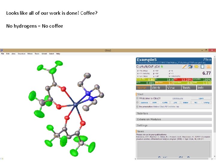Looks like all of our work is done! Coffee? No hydrogens = No coffee