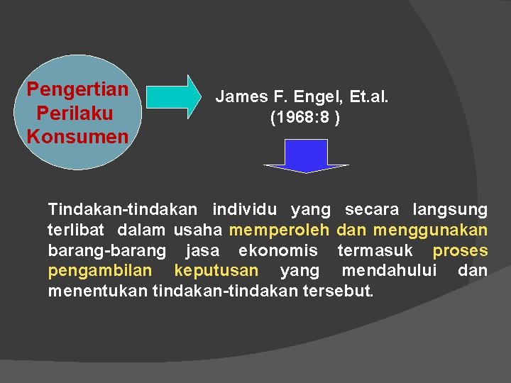 Pengertian Perilaku Konsumen James F. Engel, Et. al. (1968: 8 ) Tindakan-tindakan individu yang