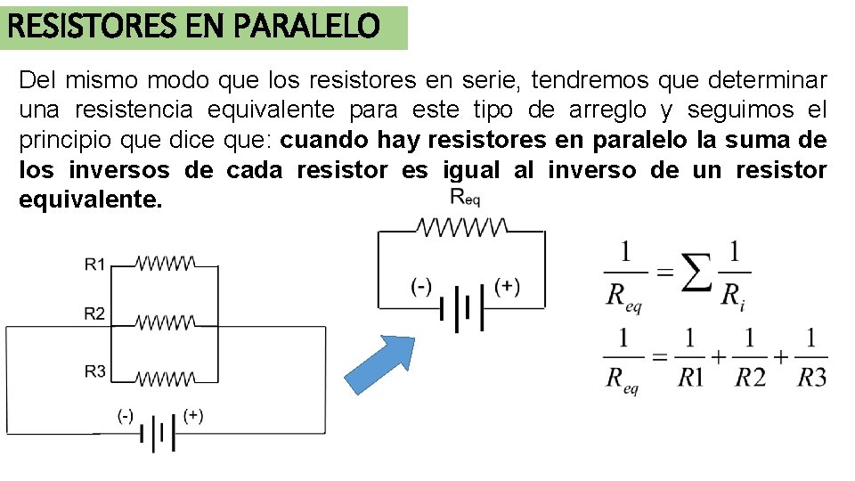 RESISTORES EN PARALELO Del mismo modo que los resistores en serie, tendremos que determinar