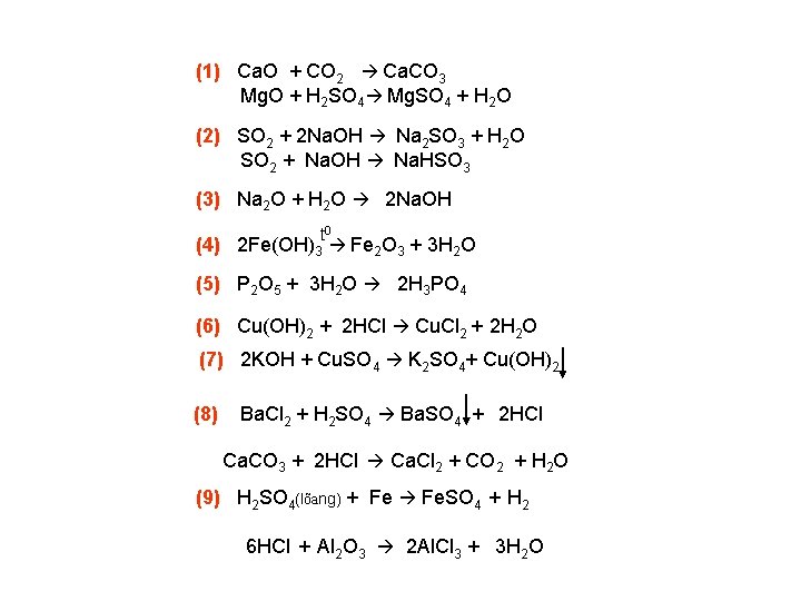 (1) Ca. O + CO 2 Ca. CO 3 Mg. O + H 2