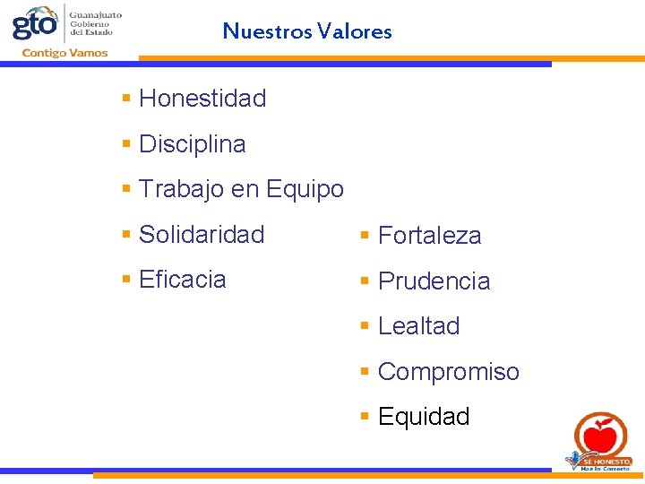 Nuestros Valores EQUIDAD § Honestidad § Disciplina G § Trabajo en Equipo § Solidaridad