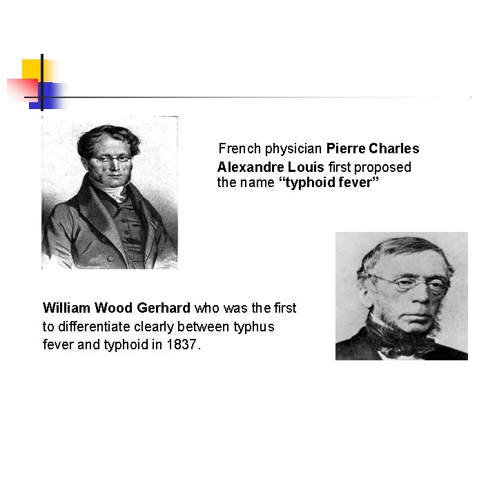 French physician Pierre Charles Alexandre Louis first proposed the name “typhoid fever” William Wood