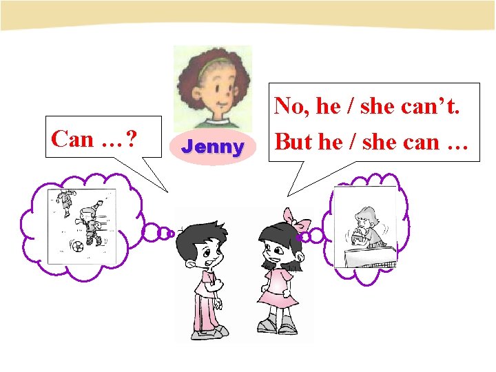 Can …? Jenny No, he / she can’t. But he / she can …