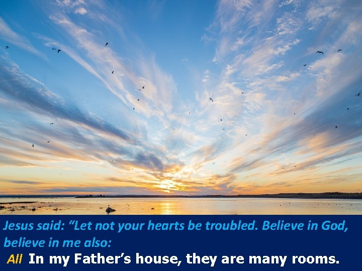 Jesus said: “Let not your hearts be troubled. Believe in God, believe in me