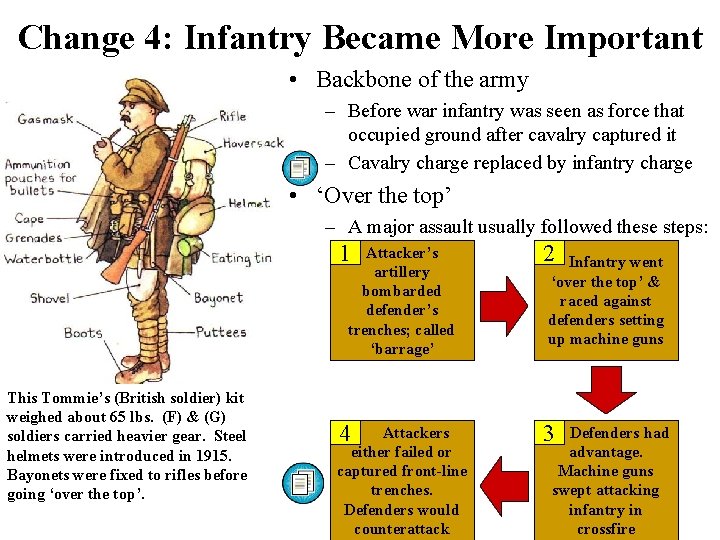 Change 4: Infantry Became More Important • Backbone of the army – Before war
