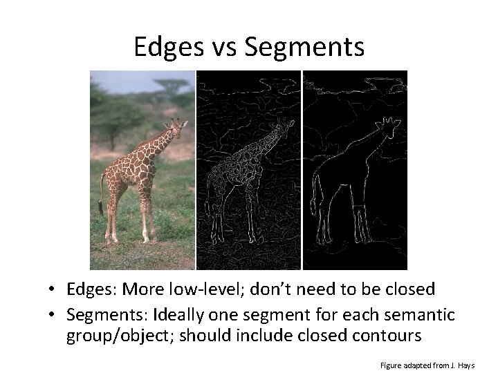 Edges vs Segments • Edges: More low-level; don’t need to be closed • Segments: