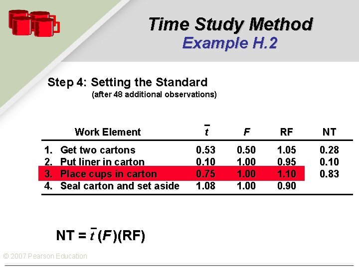 Time Study Method Example H. 2 Step 4: Setting the Standard (after 48 additional